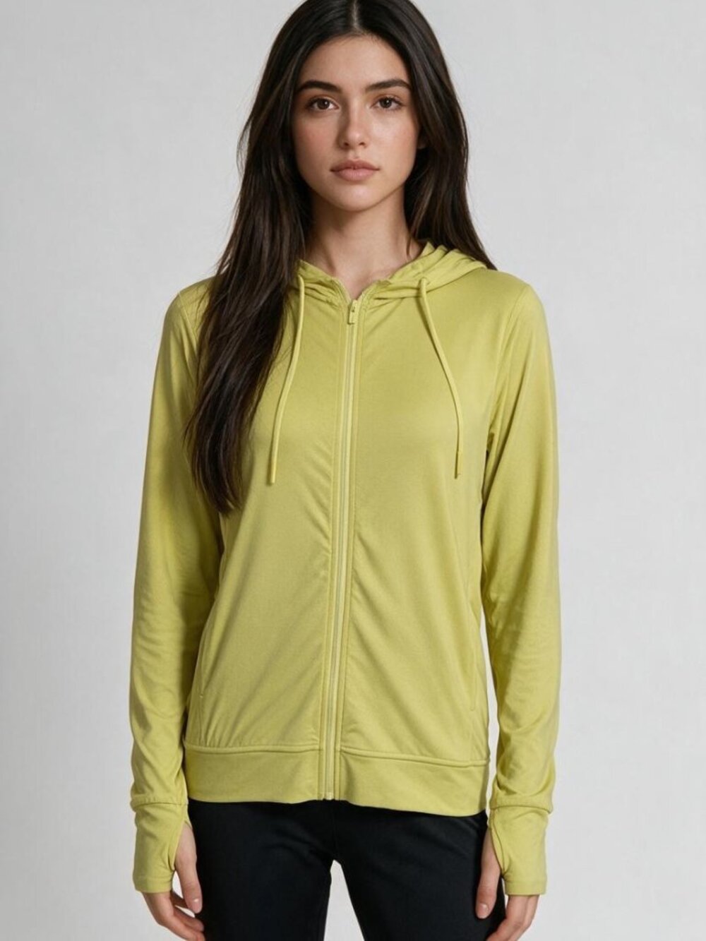 Uniqlo AIRism UV Protection Mesh Full Zip Hoodie Womens S Yellow Gorpcore Hiking
